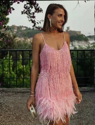 Faith | Women’s Cocktail Dress with Fringe Feathers - Image 5