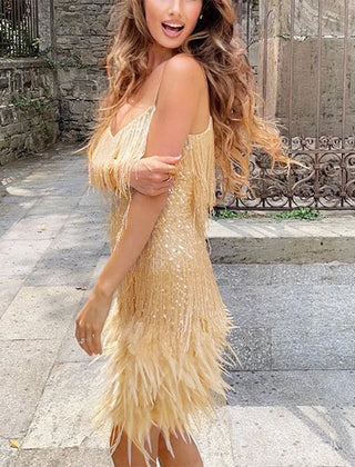Faith | Women’s Cocktail Dress with Fringe Feathers - Image 1