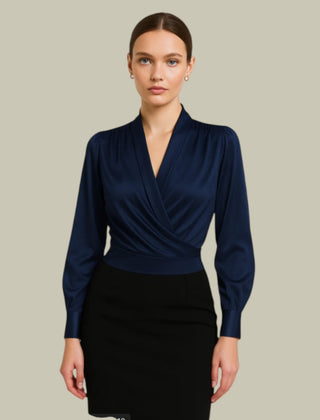 Sophia | Women’s Elegant V-Neck Satin Blouse - Image 1