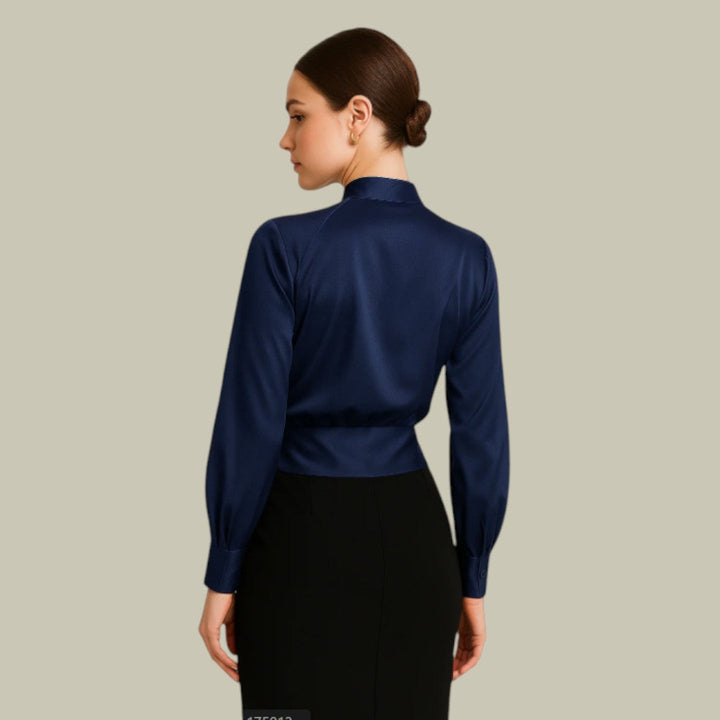 Sophia | Women’s Elegant V-Neck Satin Blouse - Image 2