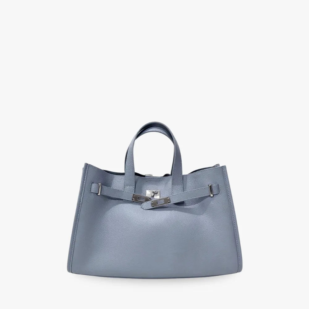 Large Grained Leather Tote Bag with Adjustable Strap