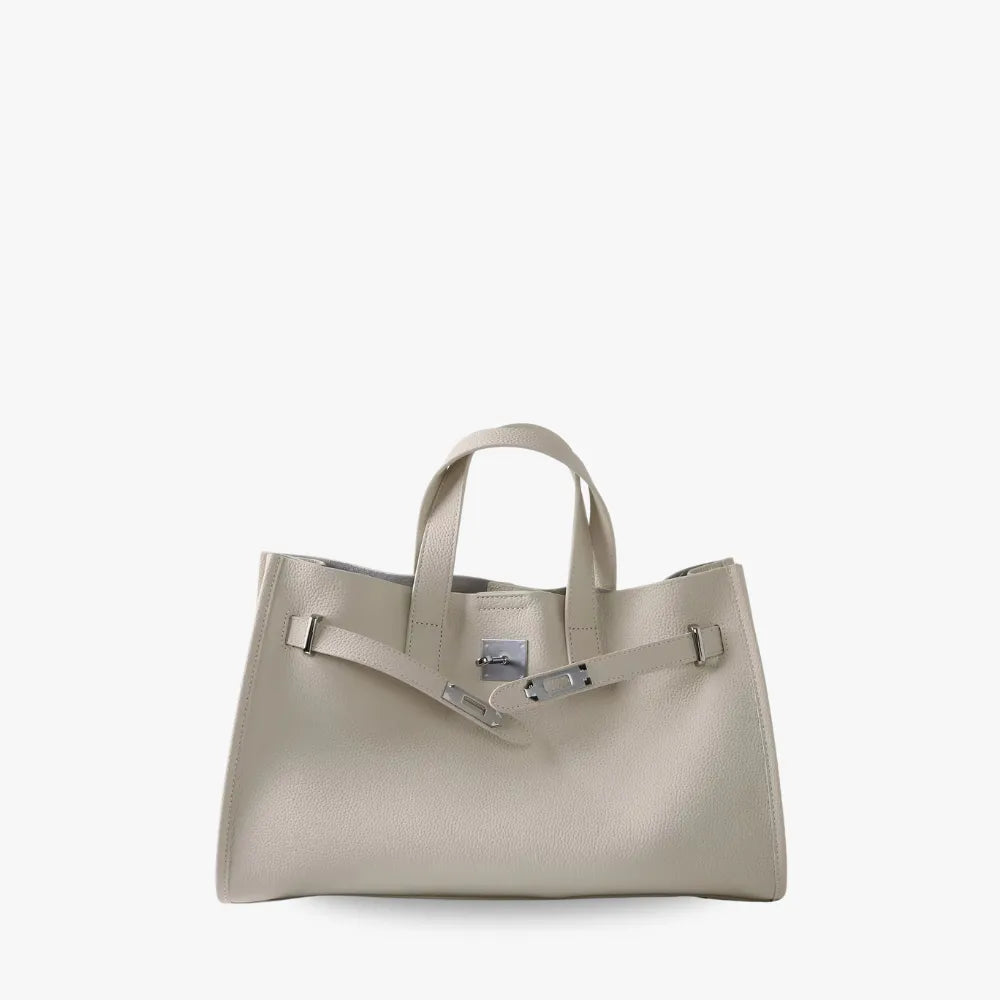 Large Grained Leather Tote Bag with Adjustable Strap
