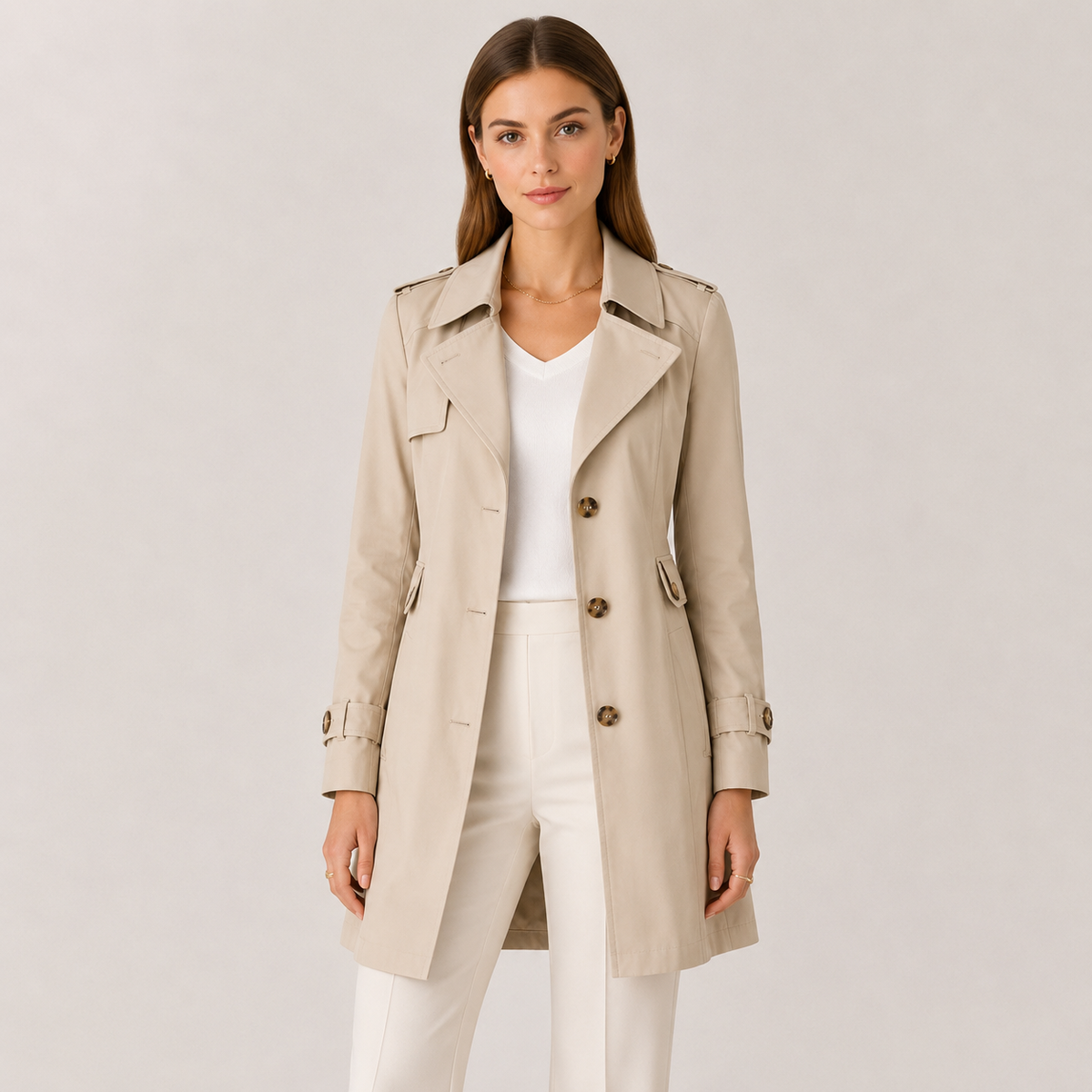 Women’s Trench Coat Classic Collar Lightweight Jacket