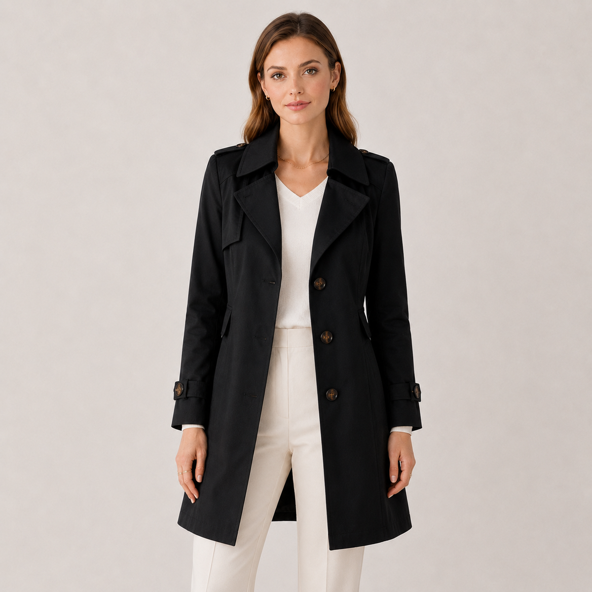 Women’s Trench Coat Classic Collar Lightweight Jacket