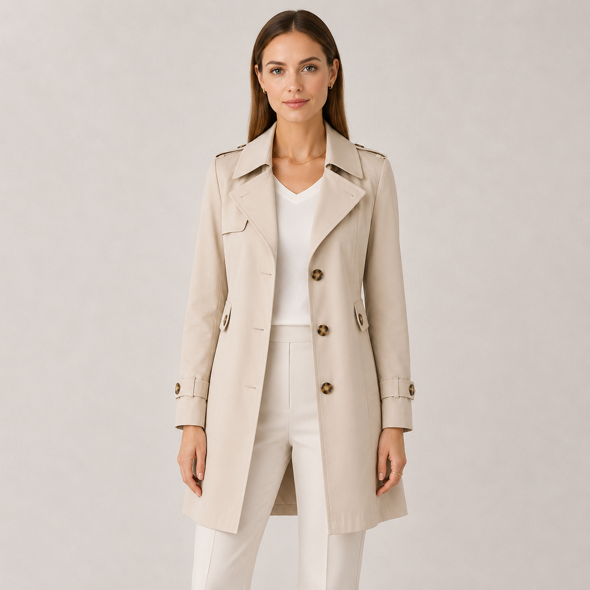 Women’s Trench Coat Classic Collar Lightweight Jacket