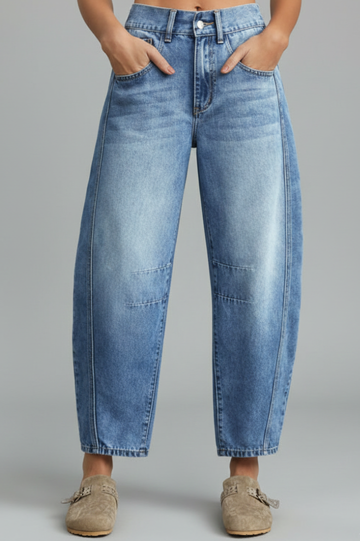 Jessica | Women’s Casual Mid-Waist Denim Jeans with Front Closure - Image 2