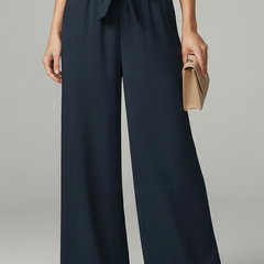 Charlotte | Women’s Palazzo Pants with Tie Belt and Wide Legs - Image 2