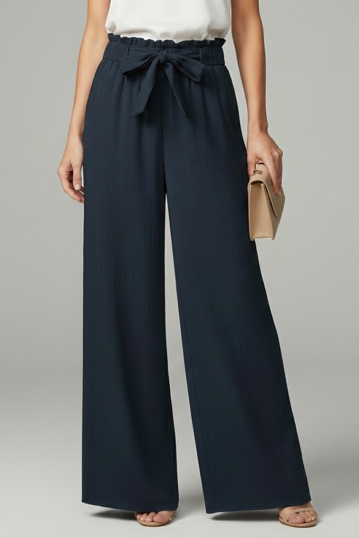 Charlotte | Women’s Palazzo Pants with Tie Belt and Wide Legs - Image 2