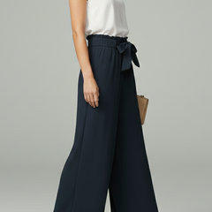 Charlotte | Women’s Palazzo Pants with Tie Belt and Wide Legs - Image 3