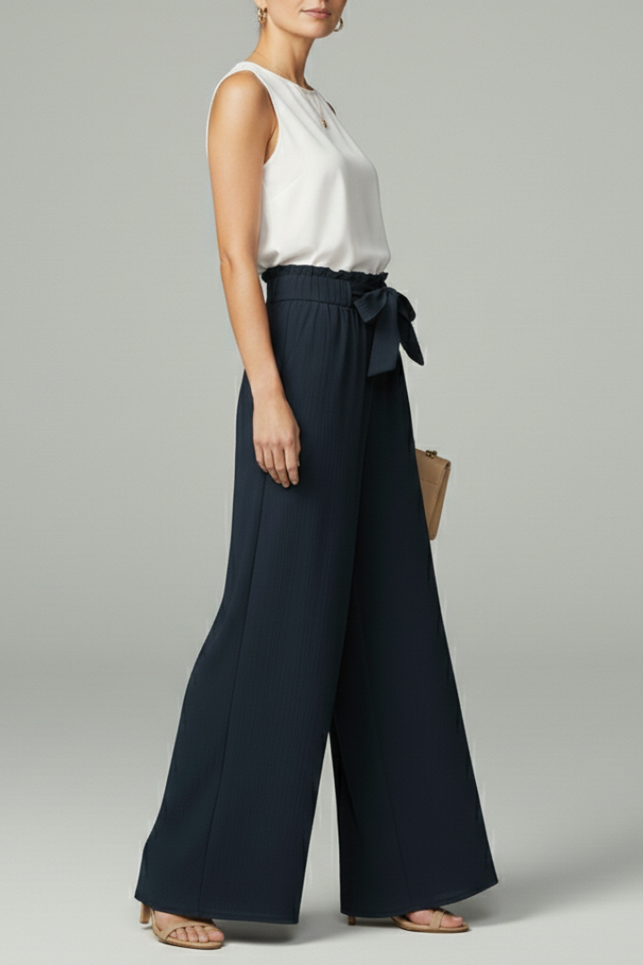 Charlotte | Women’s Palazzo Pants with Tie Belt and Wide Legs - Image 3