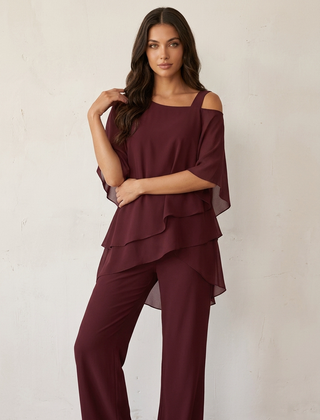 Women's Airy Chiffon Set | Elegant Tailored Outfit for All Occasions 2