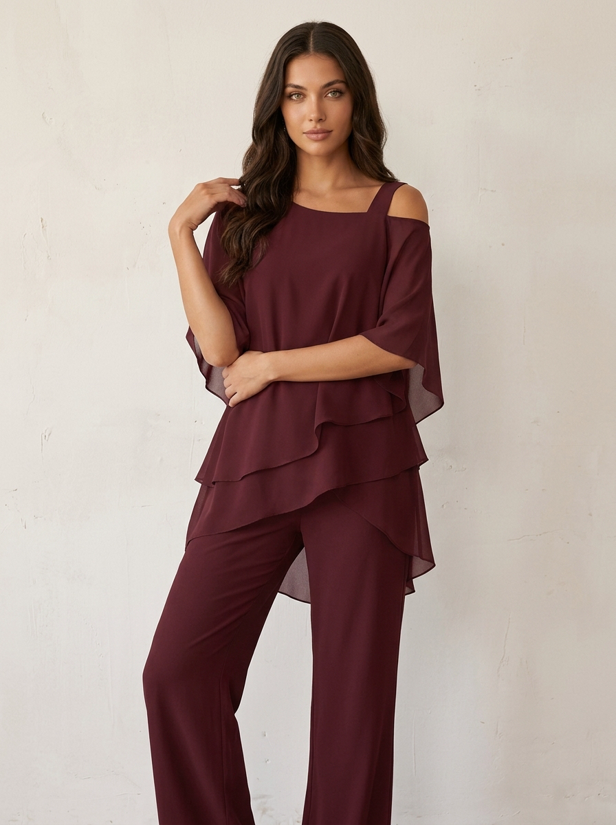 Women's Airy Chiffon Set | Elegant Tailored Outfit for All Occasions 2