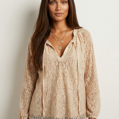 Women's Airy Lace Blouse | Bohemian Chic Relaxed Fit Top 0