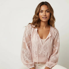 Women's Airy Lace Blouse | Bohemian Chic Relaxed Fit Top 6