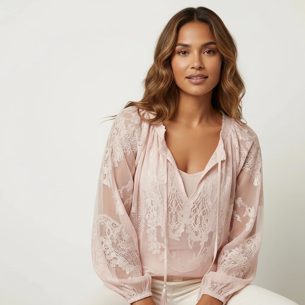 Women's Airy Lace Blouse | Bohemian Chic Relaxed Fit Top 6