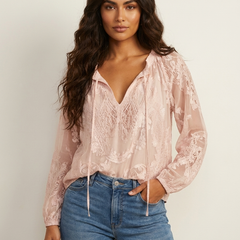 Women's Airy Lace Blouse | Bohemian Chic Relaxed Fit Top 9