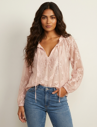 Women's Airy Lace Blouse | Bohemian Chic Relaxed Fit Top 9