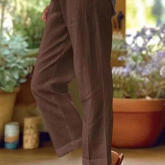 Women's Airy Linen Trousers | Elegant Relaxed Fit Summer Pants 1