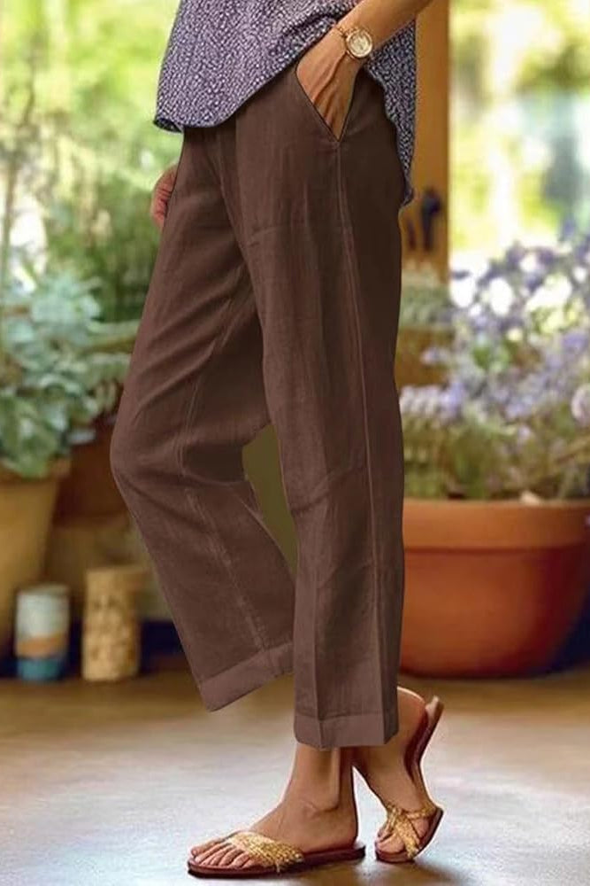 Women's Airy Linen Trousers | Elegant Relaxed Fit Summer Pants 1