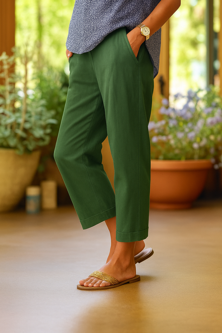 Women's Airy Linen Trousers | Elegant Relaxed Fit Summer Pants 3