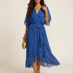 Women's Airy Midi Wrap Dress | Elegant Flowing V-Neck Summer Dress 2