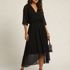 Women's Airy Midi Wrap Dress | Elegant Flowing V-Neck Summer Dress 5