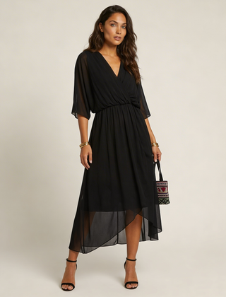 Women's Airy Midi Wrap Dress | Elegant Flowing V-Neck Summer Dress 5