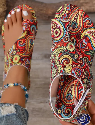 Women's Bohemian Printed Slingback Flats | Comfortable Open-Toe Flat Shoes for Summer 0