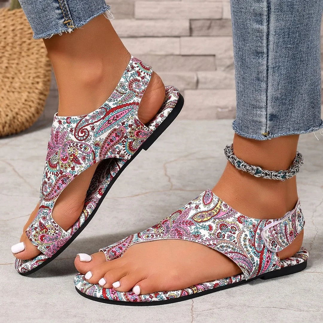 Women's Bohemian Printed Slingback Flats | Comfortable Open-Toe Flat Shoes for Summer 5