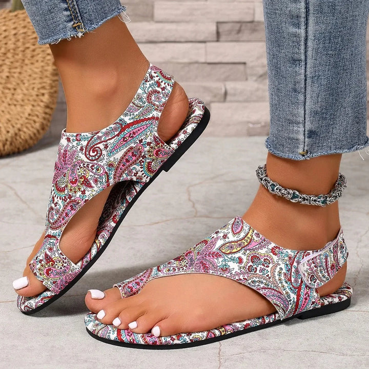 Women's Bohemian Printed Slingback Flats | Comfortable Open-Toe Flat Shoes for Summer 5