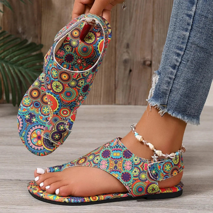 Women's Bohemian Printed Slingback Flats | Comfortable Open-Toe Flat Shoes for Summer 6