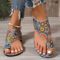 Women's Bohemian Printed Slingback Flats | Comfortable Open-Toe Flat Shoes for Summer 7