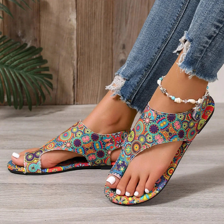 Women's Bohemian Printed Slingback Flats | Comfortable Open-Toe Flat Shoes for Summer 8