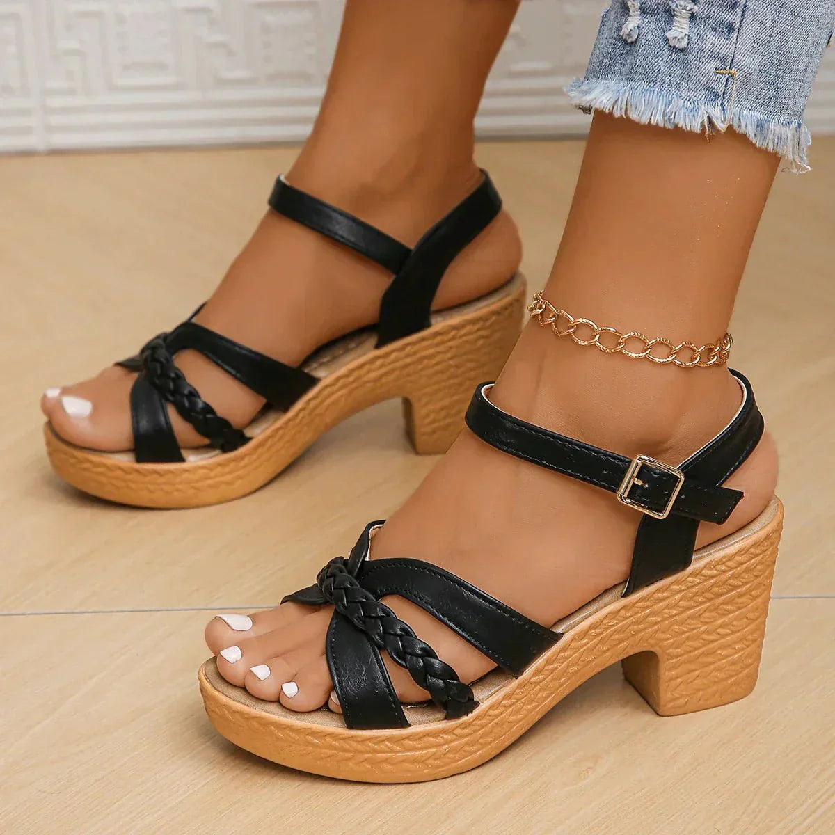 Women's Braided Orthopedic Platform Sandals | Elegant Adjustable Summer Footwear 0
