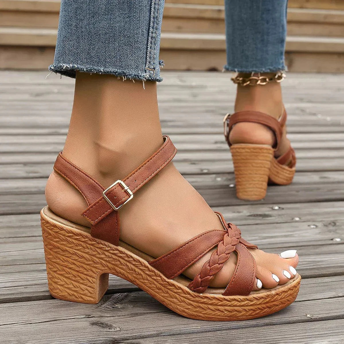 Women's Braided Orthopedic Platform Sandals | Elegant Adjustable Summer Footwear 4