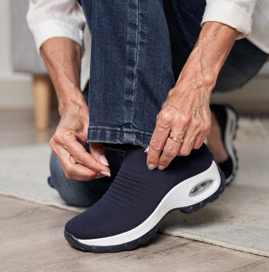 Women's Breathable Knit Slip-On Sneakers | Comfortable Orthopedic Walking Shoes 1