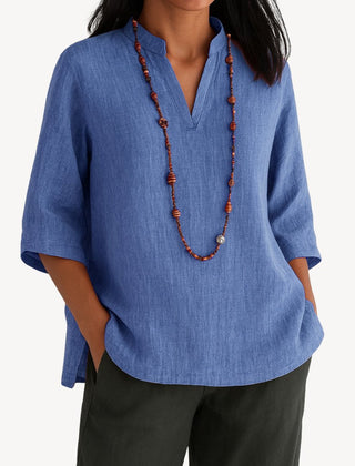 Women's Breathable Linen Tunic Blouse | Elegant Relaxed-Fit Summer Top 0