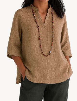 Women's Breathable Linen Tunic Blouse | Elegant Relaxed-Fit Summer Top 1