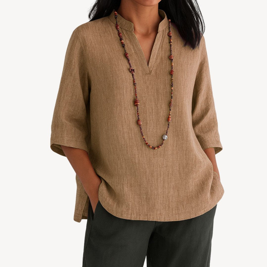 Women's Breathable Linen Tunic Blouse | Elegant Relaxed-Fit Summer Top 1