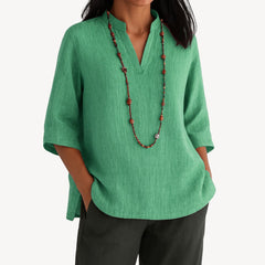 Women's Breathable Linen Tunic Blouse | Elegant Relaxed-Fit Summer Top 2