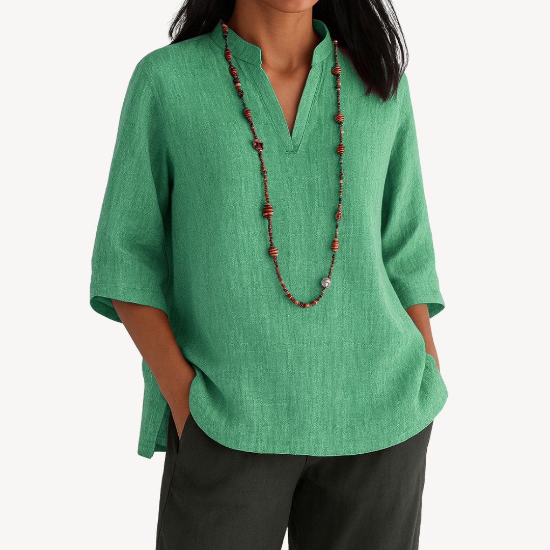 Women's Breathable Linen Tunic Blouse | Elegant Relaxed-Fit Summer Top 2