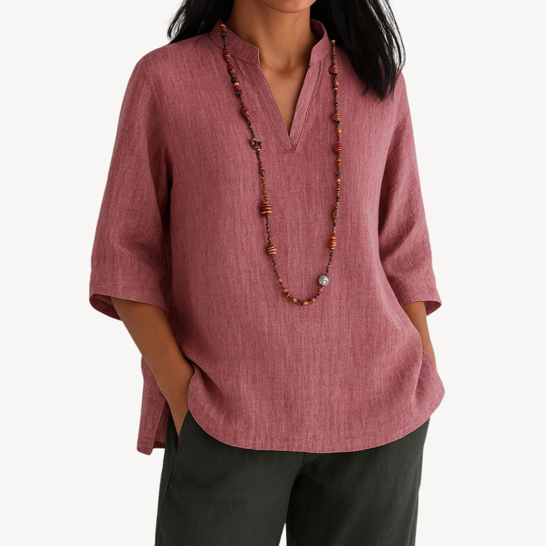 Women's Breathable Linen Tunic Blouse | Elegant Relaxed-Fit Summer Top 3