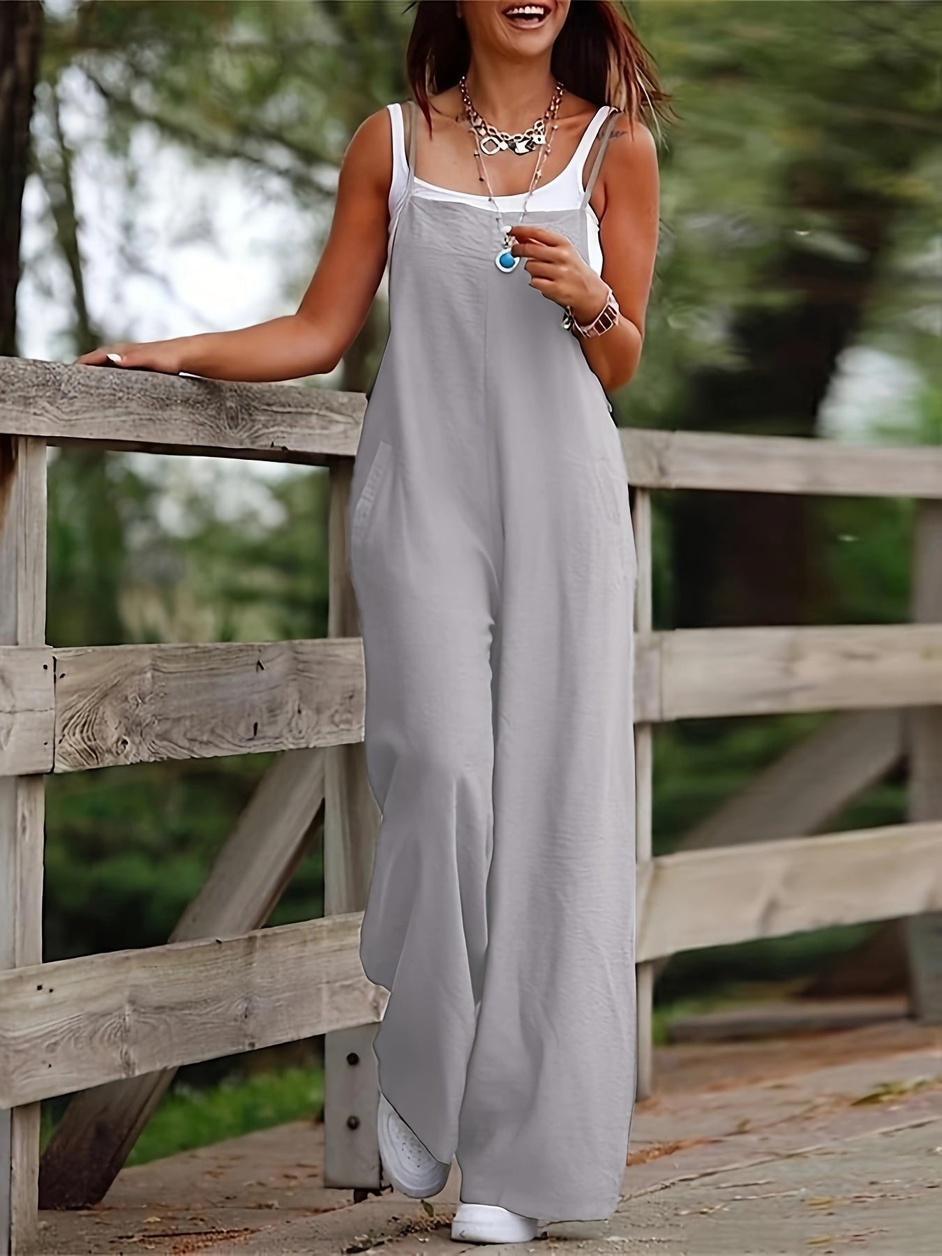 Women's Breathable Linen Wide Leg Jumpsuit | Effortlessly Chic Summer Outfit 5