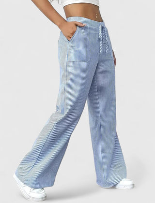 Women's Breathable Linen Wide Leg Pants | Elegant Relaxed Fit Summer Trousers 1