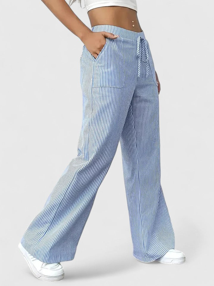 Women's Breathable Linen Wide Leg Pants | Elegant Relaxed Fit Summer Trousers 1