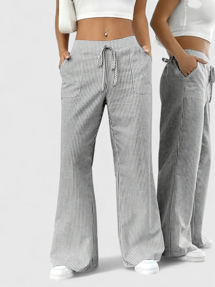 Women's Breathable Linen Wide Leg Pants | Elegant Relaxed Fit Summer Trousers 3