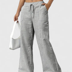 Women's Breathable Linen Wide Leg Pants | Elegant Relaxed Fit Summer Trousers 4