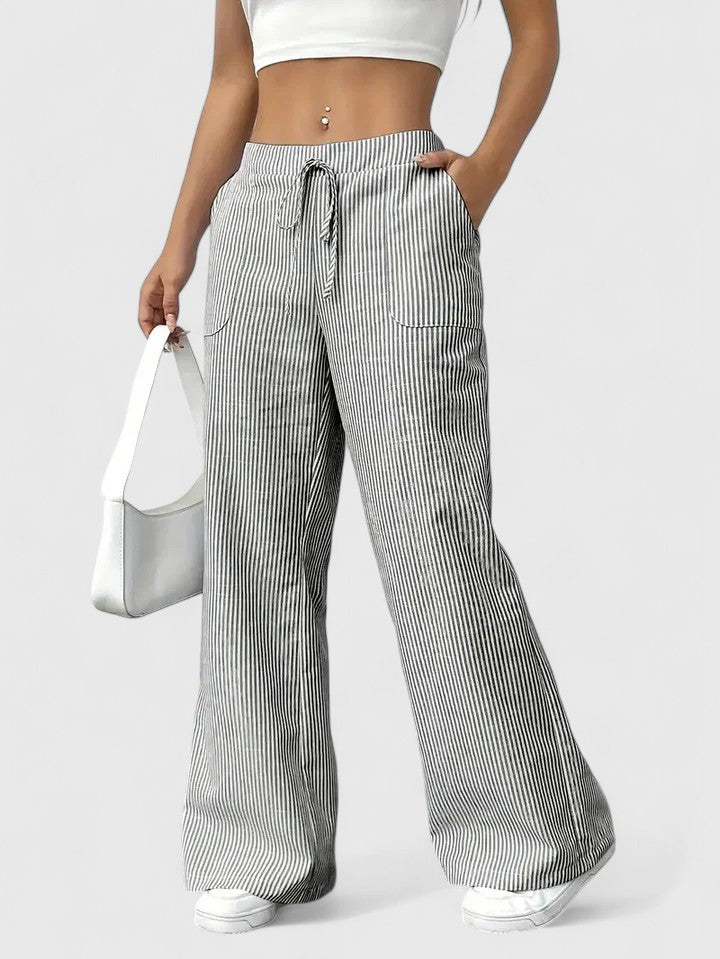 Women's Breathable Linen Wide Leg Pants | Elegant Relaxed Fit Summer Trousers 4