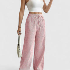 Women's Breathable Linen Wide Leg Pants | Elegant Relaxed Fit Summer Trousers 9