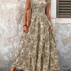 Women's Breathable Polyester Maxi Dress | Elegant Bohemian Summer Sundress 0